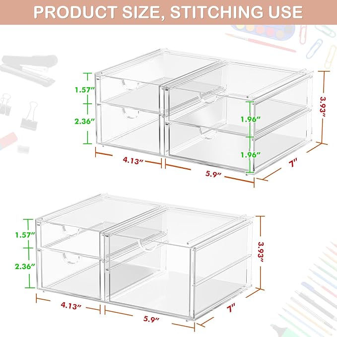 2 Pack Desk Organizers, Makeup Organizer Storage - Image 3