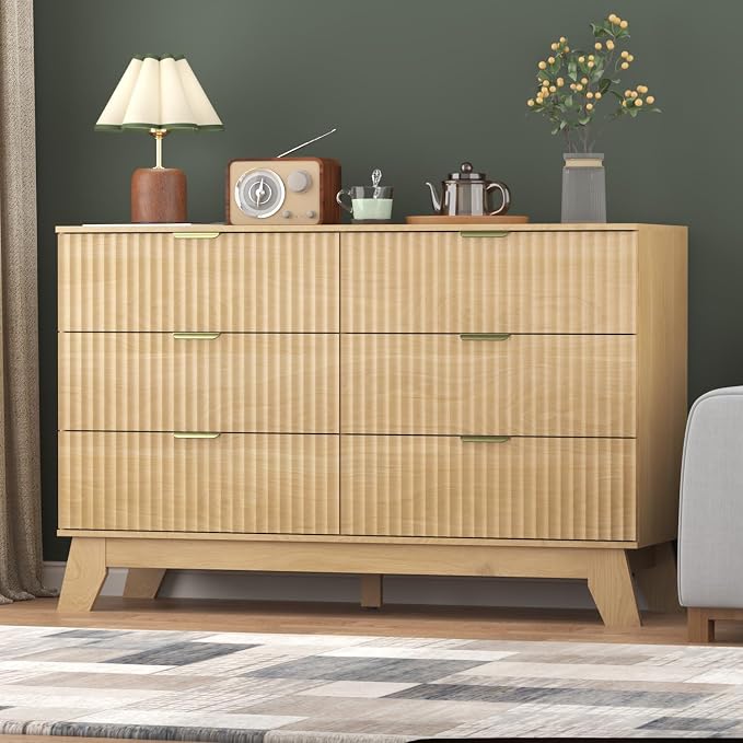 Fluted Dresser for Bedroom, 6 Drawer Dresser for Closet, TV Stand, Storage - Image 5