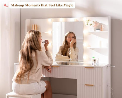 AMERLIFE 47.2" Fluted Vanity Desk - Image 5