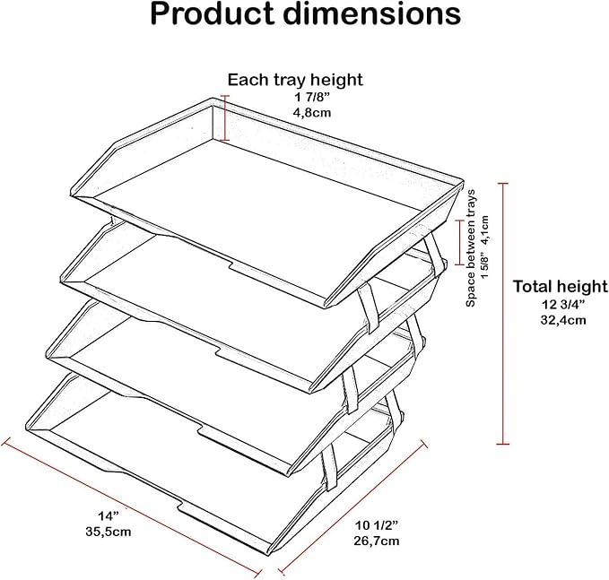 Acrimet Facility 4 Tier Letter Tray, Side Load, Letter Size/A4, Desktop File - Image 6