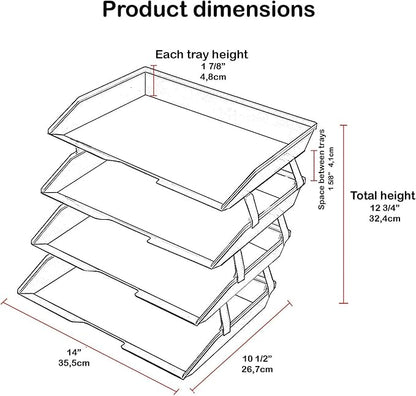Acrimet Facility 4 Tier Letter Tray, Side Load, Letter Size/A4, Desktop File - Image 6