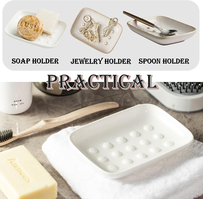 Soap Dish, Ceramic Soap Holder Shower Soap Dish - Image 8