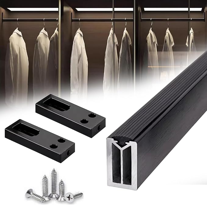 Square Closet Rods-Cuttable, Removable-Heavy Duty Black Wardrobe Rods and by Unknown