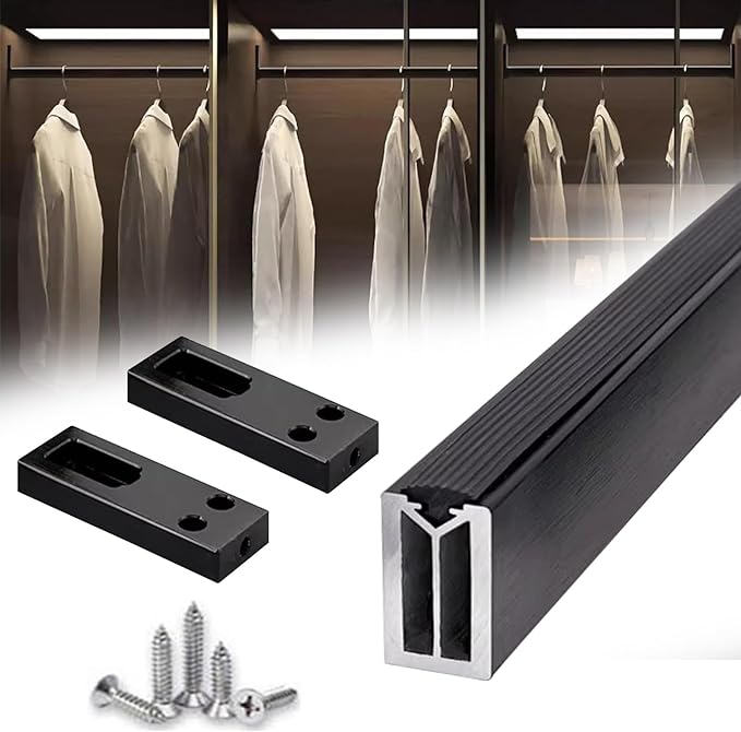 Square Closet Rods-Cuttable, Removable-Heavy Duty Black Wardrobe Rods and by Unknown