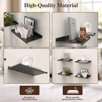 16X8 Inch Metal Wall Shelf Set of 4, Metal Wall Mounted Floating Shelves - Image 7