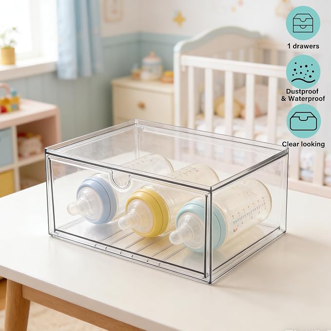 Prsildan Acrylic Makeup Organizer Stackable Clear Storage Drawers - Image 6