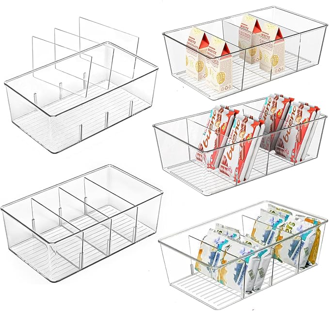 5 Pack Pantry Organizers and Storage, 4 compartment Snack Containers by Unknown