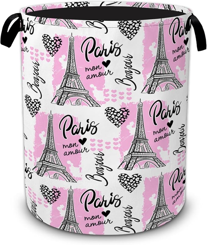 Paris Eiffel Tower Laundry Basket, Waterproof Collapsible Storage Bin by Unknown