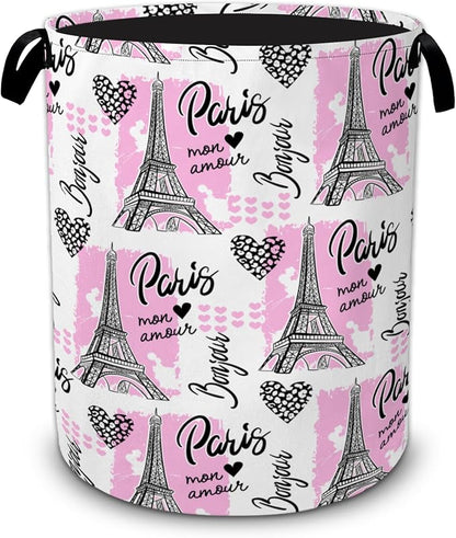 Paris Eiffel Tower Laundry Basket, Waterproof Collapsible Storage Bin by Unknown