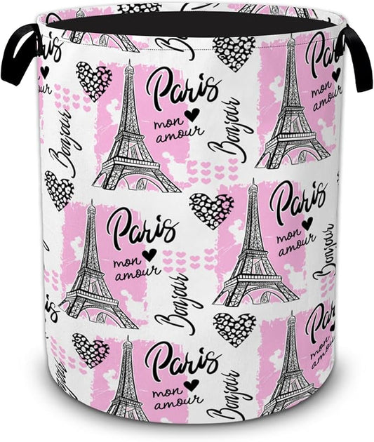 Paris Eiffel Tower Laundry Basket, Waterproof Collapsible Storage Bin by Unknown