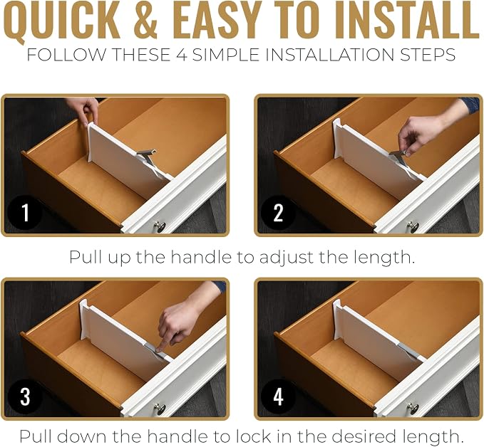 RAPTUROUS Adjustable Deep Drawer Divider – 6" Tall, Expandable 13-22", Non-Slip - Image 4