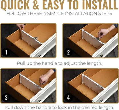 RAPTUROUS Adjustable Deep Drawer Divider – 6" Tall, Expandable 13-22", Non-Slip - Image 4