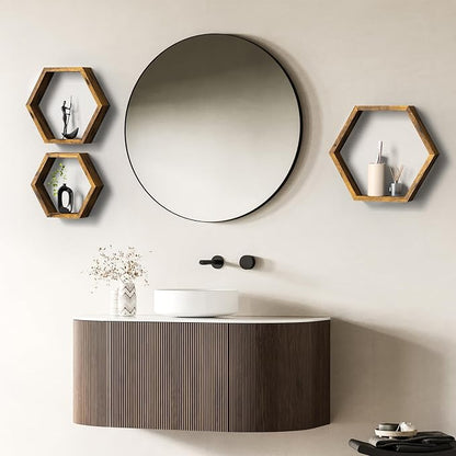 CADUKE Hexagon Floating Shelves, Decorative Wall Mounted Shelves, Wooden - Image 7