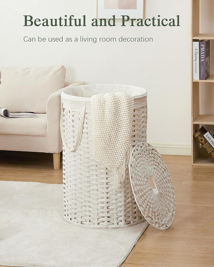Large Laundry Hamper Laundry Basket Round 34.3 Gal Handwoven Wicker Laundry - Image 7