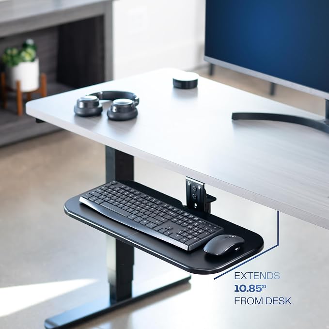 VIVO Under Desk Rotating 23 x 10 inch Computer Keyboard and Mouse Tray - Image 2