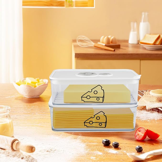 2 Pcs Cheese Container for Refrigerator, Cream Cheeses Storage Box, Cheese - Image 6