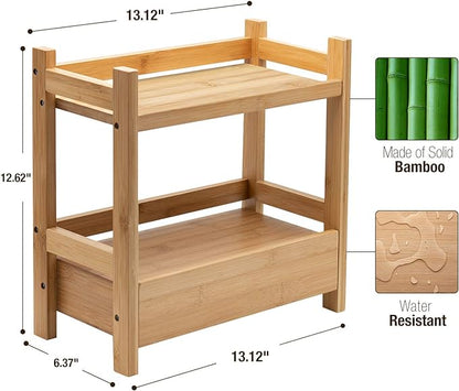 Sorbus Bamboo Bathroom Counter Organizer – 2-Tier Shelf - Image 3