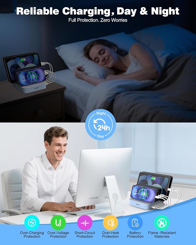MSTJRY Charging Station for Multiple Devices : 5 Port Multi USB-A Charger - Image 4