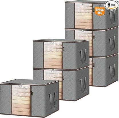 BALEINE 6 Pack Clothes Storage Bags, 24 Gallon Storage Containers by BALEINE