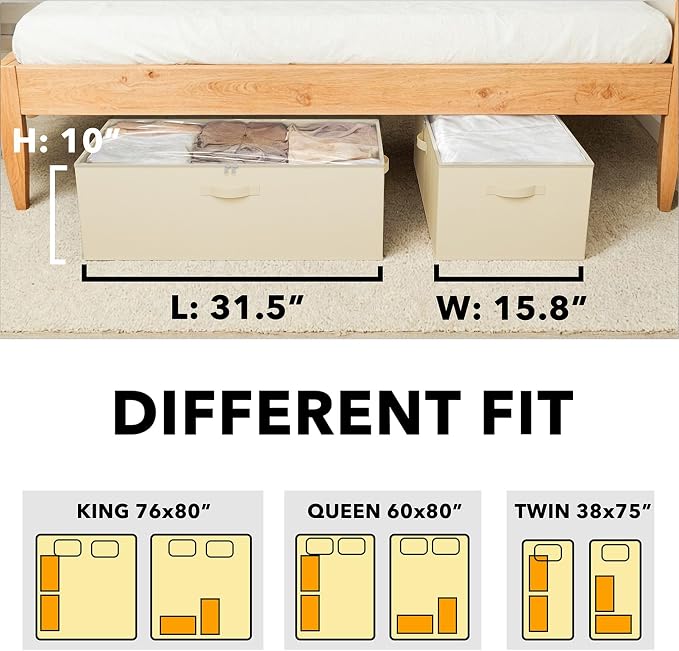 SpaceAid 2 Pack 10" High Under Bed Storage Containers, Large Underbed Storage - Image 5