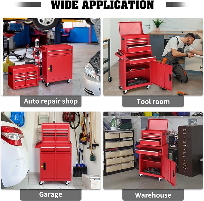 Winado 4-Drawer Rolling Tool Chest, 2-in-1 Large Storage Toolbox, Lockable - Image 8