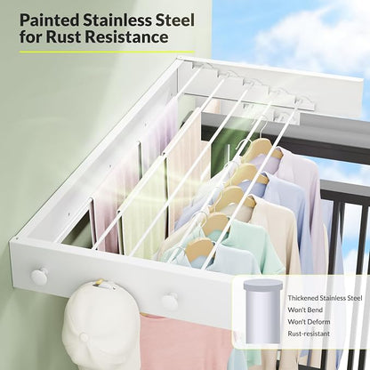 Extra Wide 40" Wall Mounted Clothes Drying Rack, Foldable Laundry Rack - Image 6