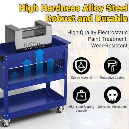 3 Tier Rolling Tool Cart on Wheels, 550 LBS Tool Cart - Image 2