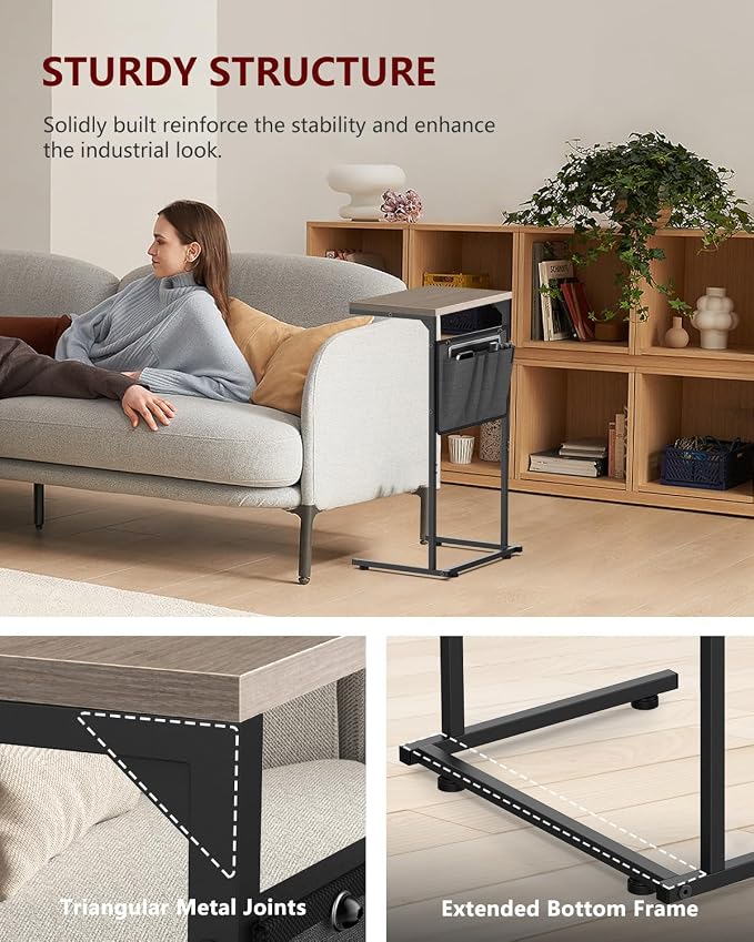 Vantic C Shaped End Table, Small Side Table - Image 8