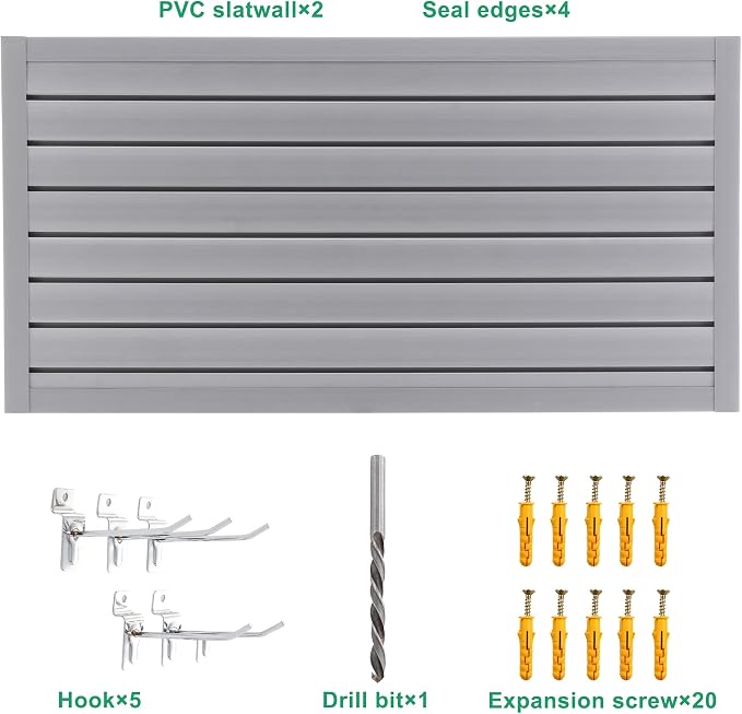 Slat Wall Paneling 4x2 FT, PVC SlatWall Panels Garage Organizer Storage System - Image 2