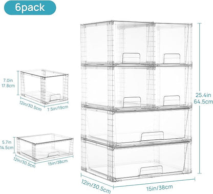 Vtopmart 6 Pack Stackable Storage Drawers, Easily Assemble Clear Plastic - Image 3