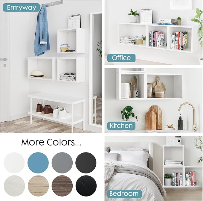 Wall Mount Shelf Set of 3, Floating Cube Shelves - Image 4