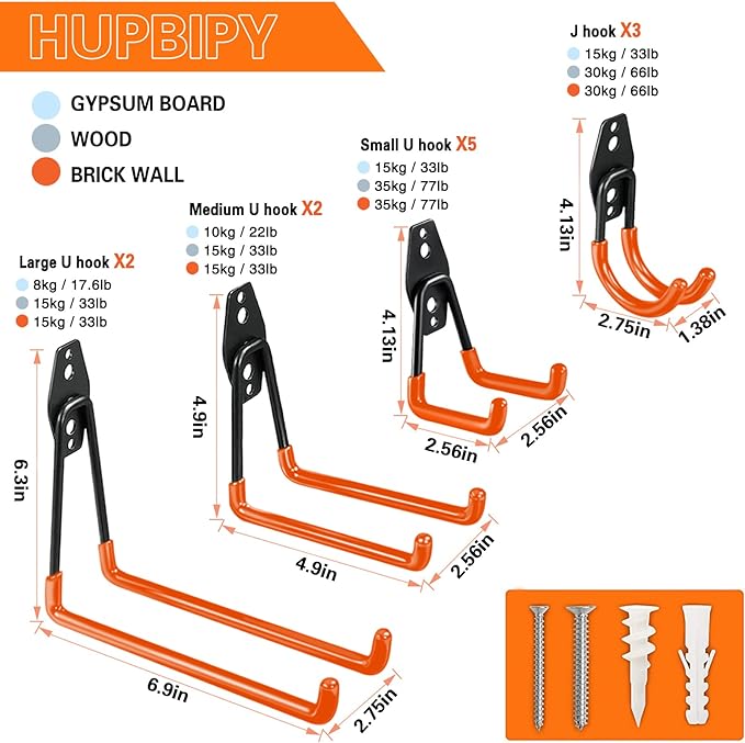 12 Pack Garage Hooks Heavy Duty Utility Steel - Image 2