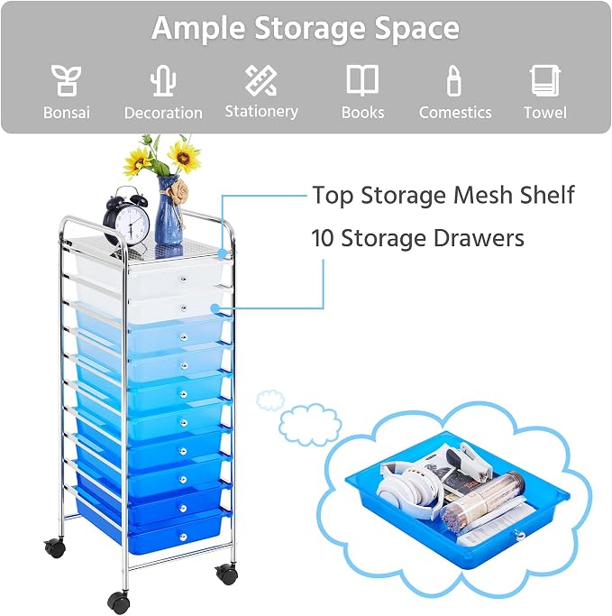 Yaheetech Rolling Cart Organizer Plastic Trolley - Image 8