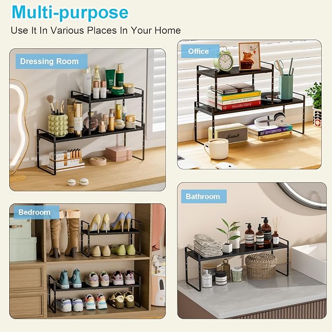 15.5 to 25.5 Inch Kitchen Cabinet Shelf Organizers, Adjustable Kitchen Counter - Image 9