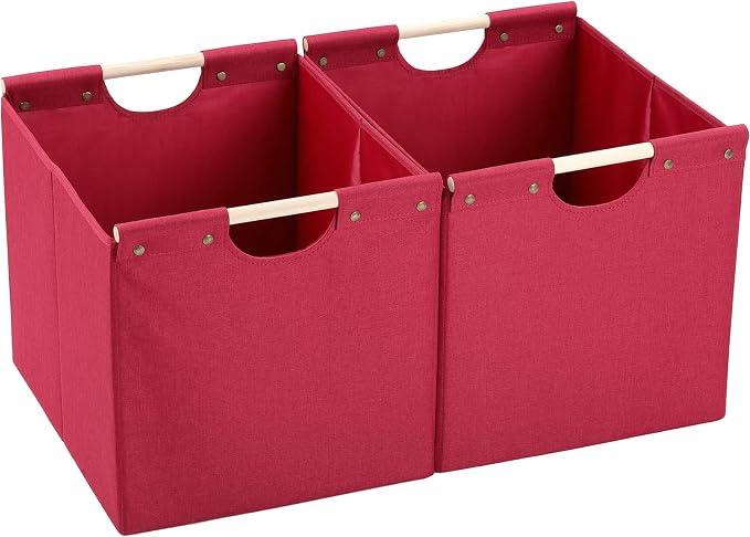 HOONEX Large Collapsible Storage Bins, Linen Fabric, Storage Baskets by HOONEX