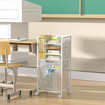 Rolling File Cart with 2 Drawers, Letter-Size File Storage with Wheels - Image 8