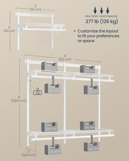 SONGMICS HOME Closet System, Closet Insert Organizer, 2-4 ft, Adjustable Metal - Image 3