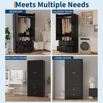 Garvee 71" Armoire Wardrobe Closet, Modern Wooden Bedroom Armoire - Image 6