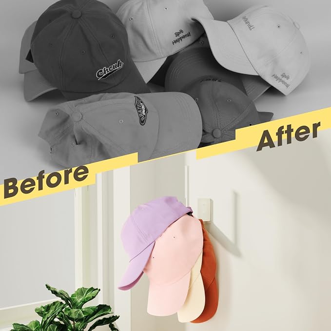 Durmmur 2 Pack Hat Racks for Baseball Caps, Acrylic Hat Organizer, Hat Hooks - Image 7