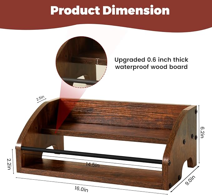 Wooden Countertop Organizer- Liquor Bottle Display Shelf, Coffee Syrup Rack - Image 4