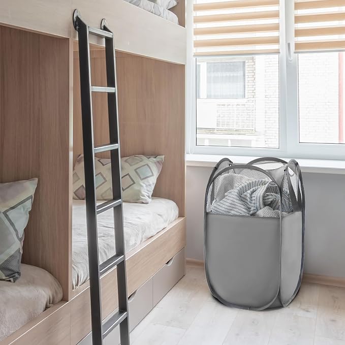 TECHMILLY Pop Up Foldable Laundry Basket, Mesh Laundry Hamper - Image 7