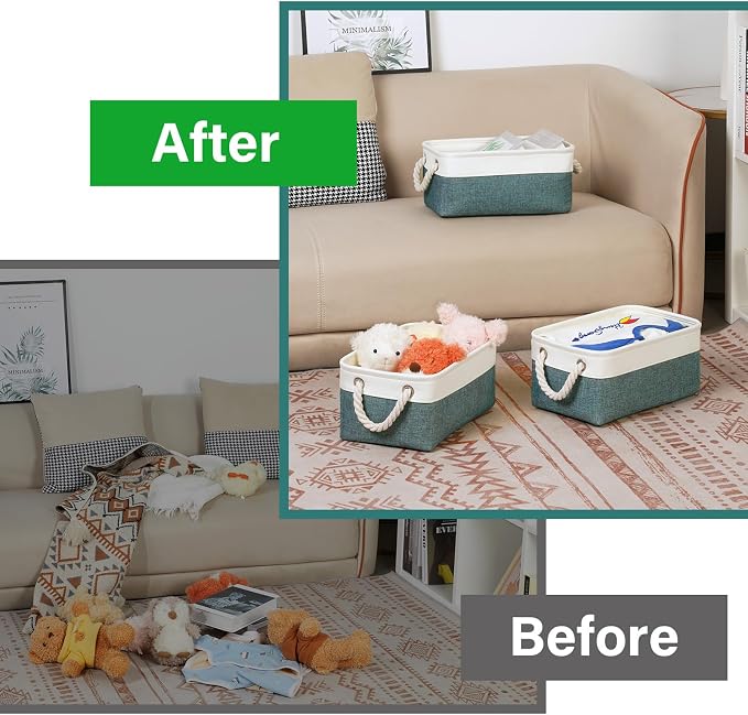 Bidtakay Small Storage Baskets for Shelves 3 Pack Fabric Storage Bins for - Image 5