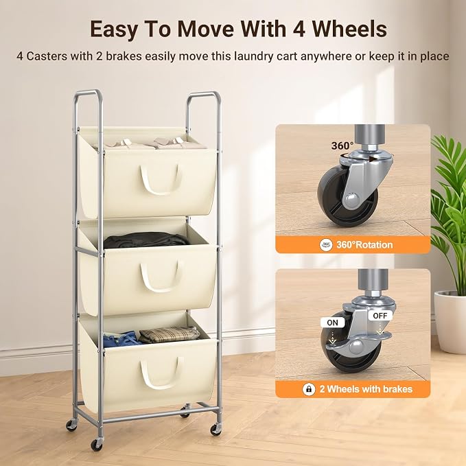 ELYKEN 120L Vertical Rolling Laundry Hamper - Image 7