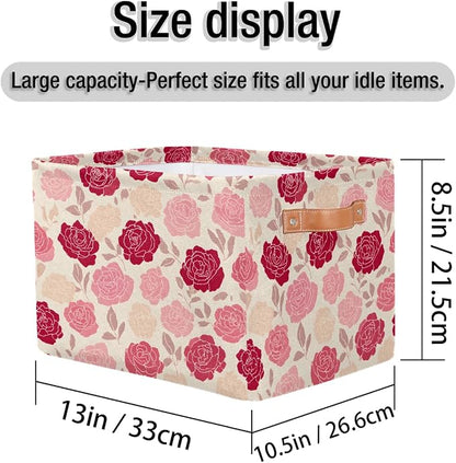 Pardick Roses Pink Flower Basket Storage Bins Large Fabric Toys Storage Cube Box - Image 4