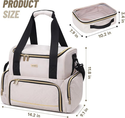 Large Makeup Cosmetic Bag with 2 Removable Case, Double Layer Travel Makeup - Image 2