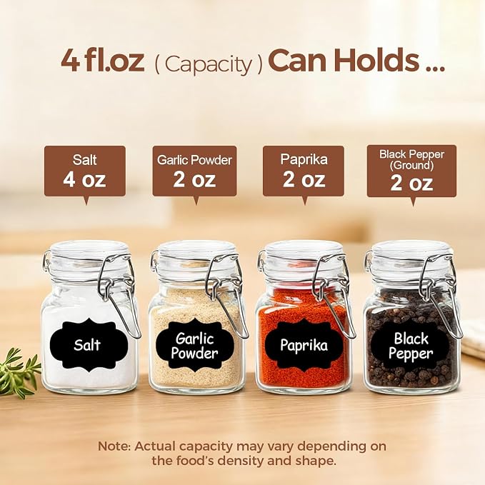 ComSaf Set of 6 Square Glass Spice Jars - Image 3
