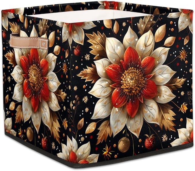 TropicalLife 13x13x13 Inch Large Fabric Storage Cube Flowers Foldable Storage by TropicalLife