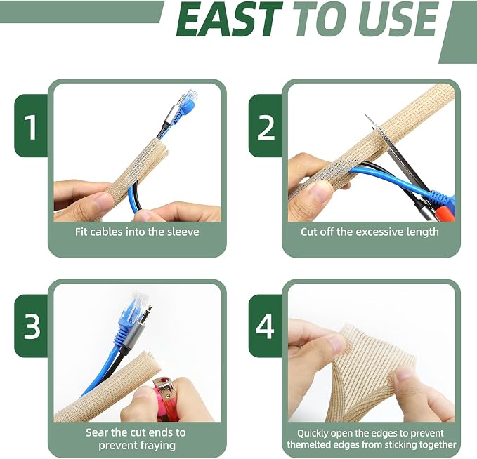Split Wire Loom Tubing, Cable Protector Sleeve, Braided Cable Management - Image 6