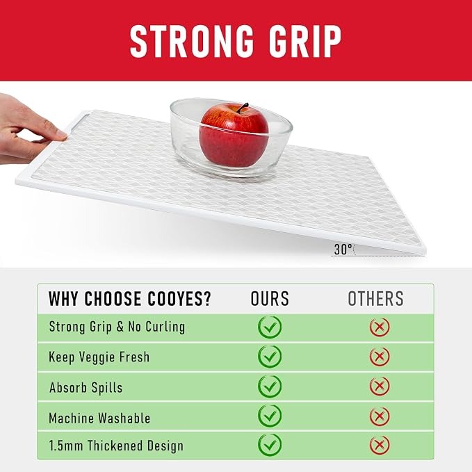 Cooyes Refrigerator Liners 17.7" x 360", Absorbent Strong Grip Fridge Mats - Image 5