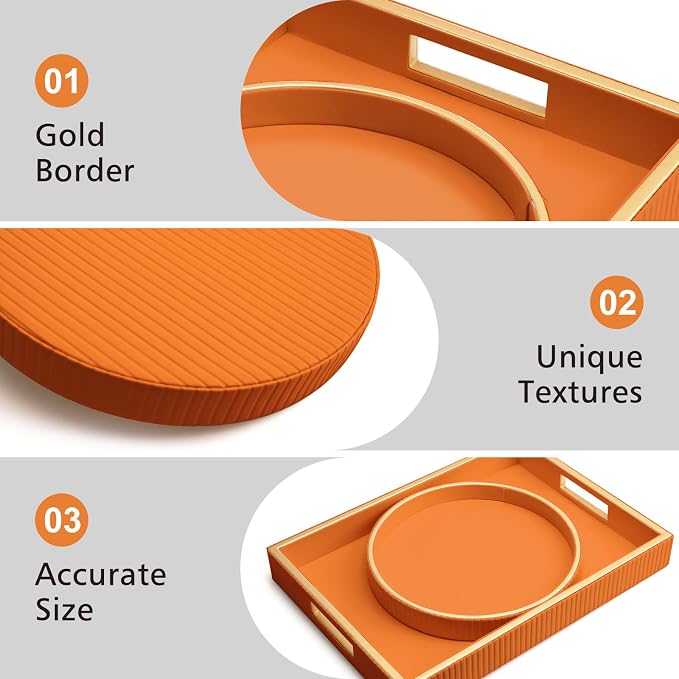 SANZIE Leather Tray Desktop Storage Organizer Premium Serving Tray Decorative - Image 3